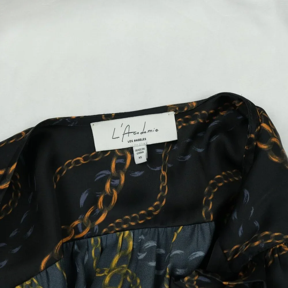 L'Academie Joyce Mini Dress Chain Print Black Size XS  Fashionable Party Look - Picture 10 of 12